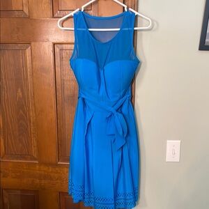 Guess Blue Tie Front Wrap Midi Dress